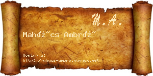 Mahács Ambró névjegykártya